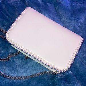White studded purse